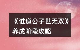 《誰道公子世無雙》養成階段攻略