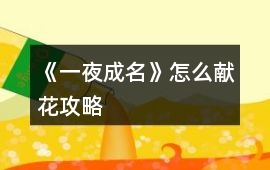 《一夜成名》怎么獻花攻略