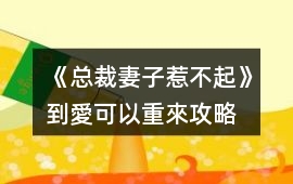 《總裁妻子惹不起》到愛(ài)可以重來(lái)攻略