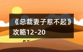 《總裁妻子惹不起》攻略12-20