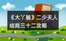 《大丫鬟》二少夫人結局三十二攻略