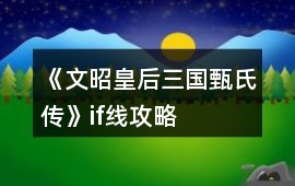 《文昭皇后（三國甄氏傳）》if線攻略