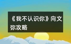 《我不認識你》向文彌攻略