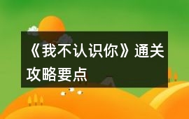 《我不認(rèn)識(shí)你》通關(guān)攻略要點(diǎn)