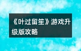 《葉過留笙》游戲升級版攻略