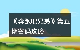 《奔跑吧兄弟》第五期密碼攻略