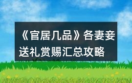 《官居幾品》各妻妾送禮賞賜匯總攻略