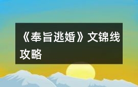 《奉旨逃婚》文錦線攻略