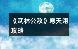 《武林公敵》寒天翊攻略