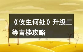 《伎生何處》升級二等青樓攻略