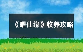 《曜仙緣》收養(yǎng)攻略