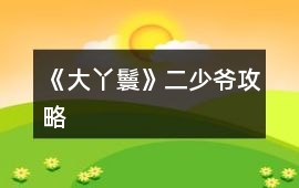 《大丫鬟》二少爺攻略