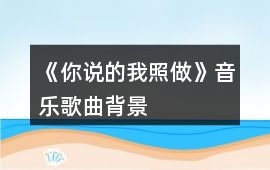 《你說的我照做》音樂歌曲背景