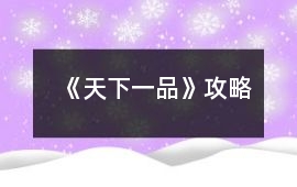 《天下一品》攻略