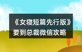 《女寢：短篇先行版》要到總裁微信攻略
