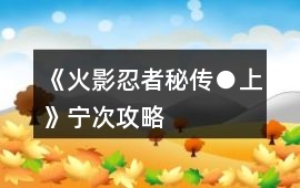 《火影：忍者秘傳●上》寧次攻略