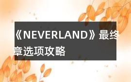 《NEVERLAND》最終章選項攻略