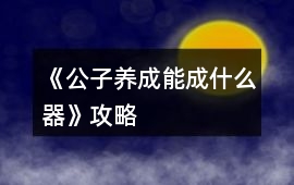 《公子養(yǎng)成：能成什么器》攻略