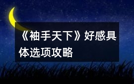 《袖手天下》好感具體選項攻略