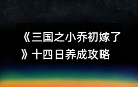 《三國之小喬初嫁了》十四日養成攻略