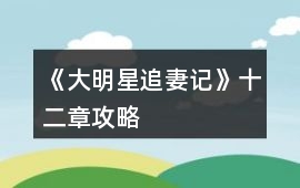 《大明星追妻記》十二章攻略