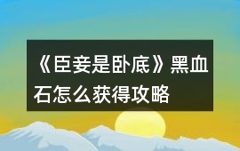 《臣妾是臥底》黑血石怎么獲得攻略