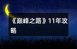 《巔峰之路》11年攻略