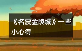 《名震金陵城》一些小心得