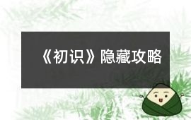 《初識(shí)》隱藏攻略