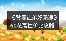 《背靠徒弟好乘涼》60花高性價比攻略