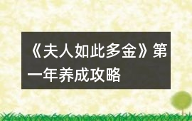 《夫人如此多金》第一年養成攻略