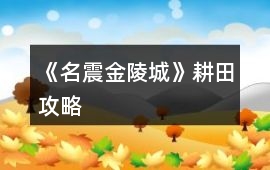《名震金陵城》耕田攻略