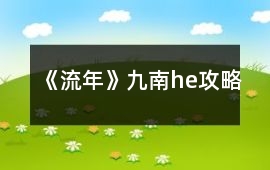 《流年》九南he攻略