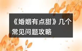 《婚姻有點甜》幾個常見問題攻略