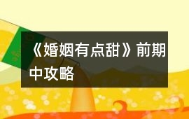 《婚姻有點甜》前期中攻略