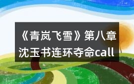 《青嵐飛雪》第八章沈玉書連環(huán)奪命call攻略