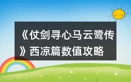 《仗劍尋心馬云鷺傳》西涼篇數(shù)值攻略