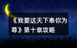 《我要這天下奉你為尊》第十章攻略