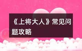 《上將大人》常見問題攻略