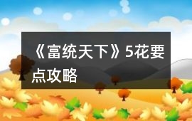 《富統(tǒng)天下》5花要點攻略