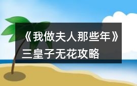 《我做夫人那些年》三皇子無花攻略