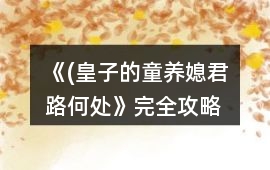 《(皇子的童養媳）君路何處》完全攻略