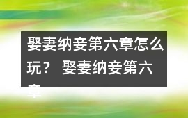 娶妻納妾第六章怎么玩？ 娶妻納妾第六章攻略