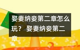 娶妻納妾第二章怎么玩？ 娶妻納妾第二章攻略