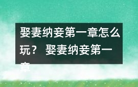 娶妻納妾第一章怎么玩？ 娶妻納妾第一章攻略
