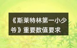《斯萊特林第一小少爺》重要數(shù)值要求