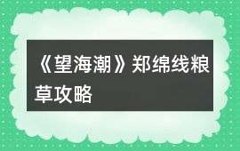 《望海潮》鄭綿線—糧草攻略