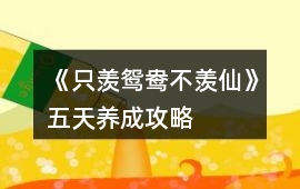 《只羨鴛鴦不羨仙》五天養成攻略