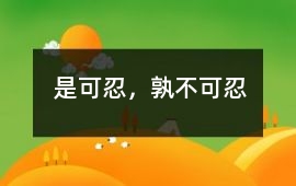 是可忍，孰不可忍