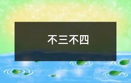 不三不四